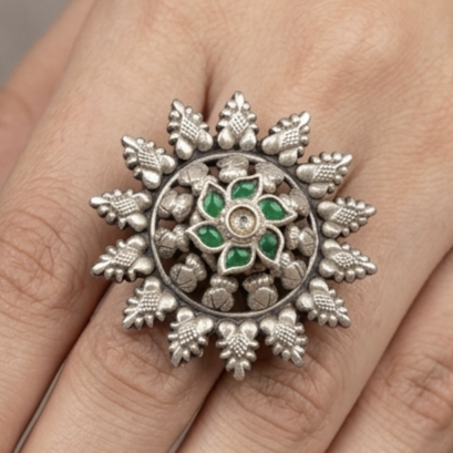 Antique Silver Tribal Statement Ring 